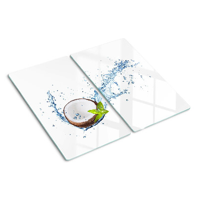 Snijplanken glas Kokosnoot met water en munt