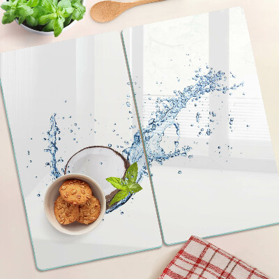Snijplanken glas Kokosnoot met water en munt