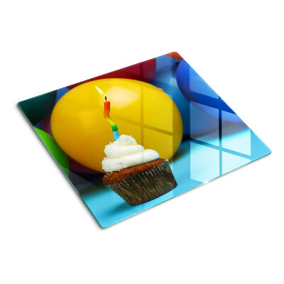 Snijplanken glas Verjaardagscupcake met ballonnen