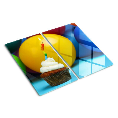 Snijplanken glas Verjaardagscupcake met ballonnen