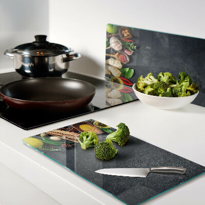 Snijplanken glas Keukenkruiden en ingrediënten