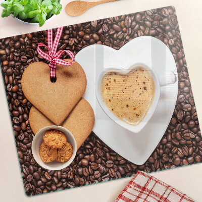 Glazen snijplanken Koffie met een hart en koekjes