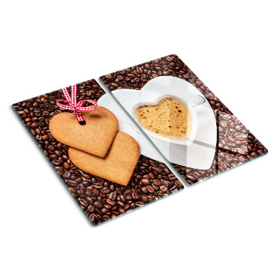 Glazen snijplanken Koffie met een hart en koekjes