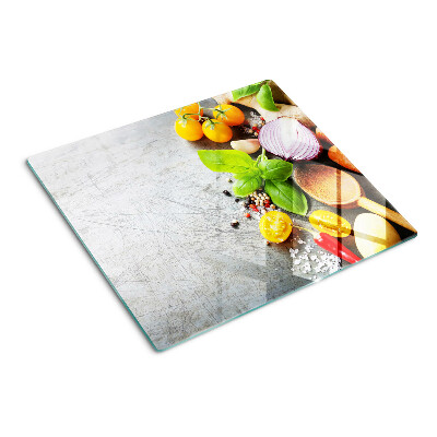 Glazen snijplanken Keuken ingrediënten en kruiden