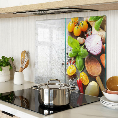 Glazen snijplanken Keuken ingrediënten en kruiden