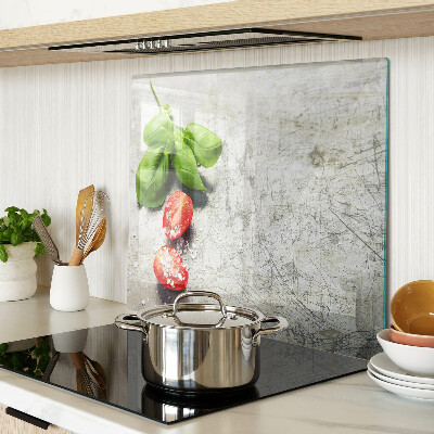 Snijplanken glas Tomaten met basilicum en zout