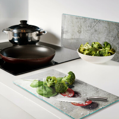 Snijplanken glas Tomaten met basilicum en zout