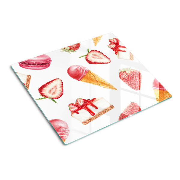 Glazen snijplanken IJs en aardbeien