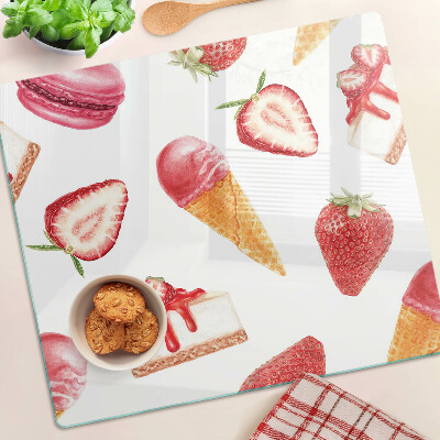 Glazen snijplanken IJs en aardbeien