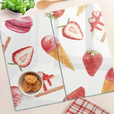 Glazen snijplanken IJs en aardbeien