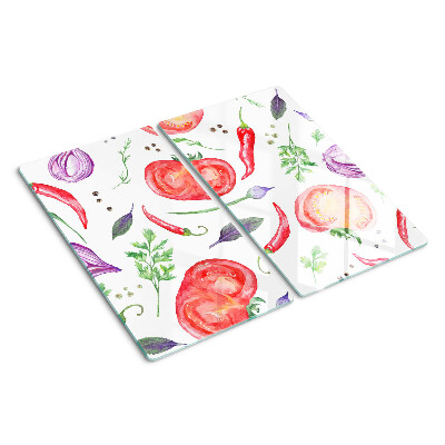 Glazen snijplanken Groenteaccenten in aquarel