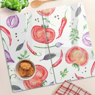 Glazen snijplanken Groenteaccenten in aquarel