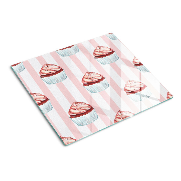 Snijplanken glas Cupcakes op roze strepen