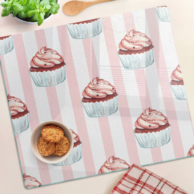 Snijplanken glas Cupcakes op roze strepen