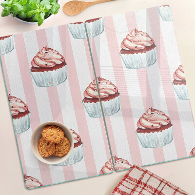 Snijplanken glas Cupcakes op roze strepen