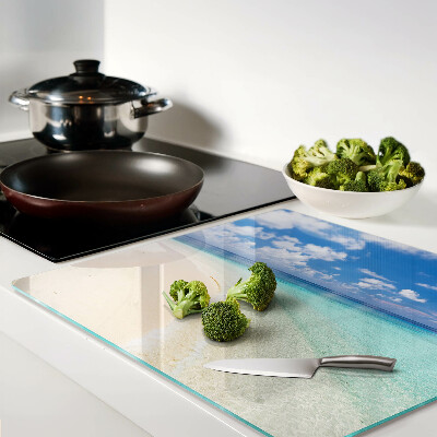 Glazen snijplanken Strand met blauwe lucht