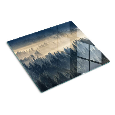 Glazen snijplanken Mistig boslandschap