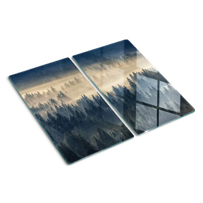 Glazen snijplanken Mistig boslandschap