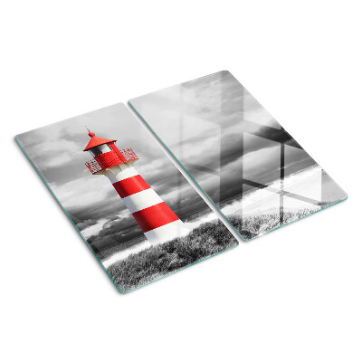 Snijplanken glas Vuurtoren in het landschap