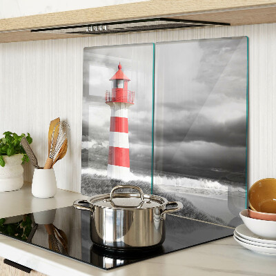 Snijplanken glas Vuurtoren in het landschap