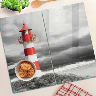 Snijplanken glas Vuurtoren in het landschap