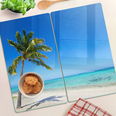 Snijplanken glas Strand met palmboom