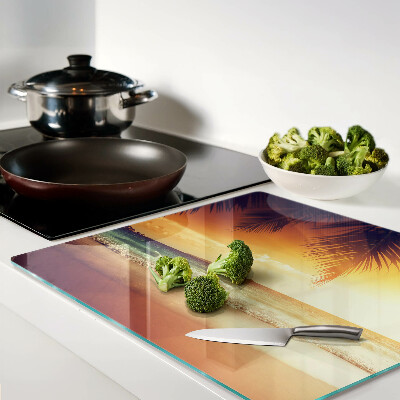 Snijplanken glas Zonsondergang over het strand