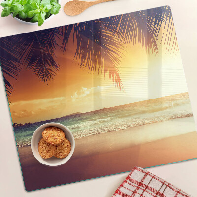 Snijplanken glas Zonsondergang over het strand