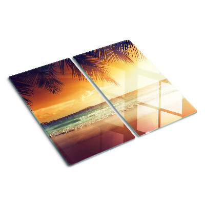 Snijplanken glas Zonsondergang over het strand