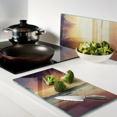 Snijplanken glas Zonsondergang over het strand