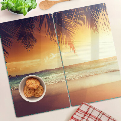 Snijplanken glas Zonsondergang over het strand