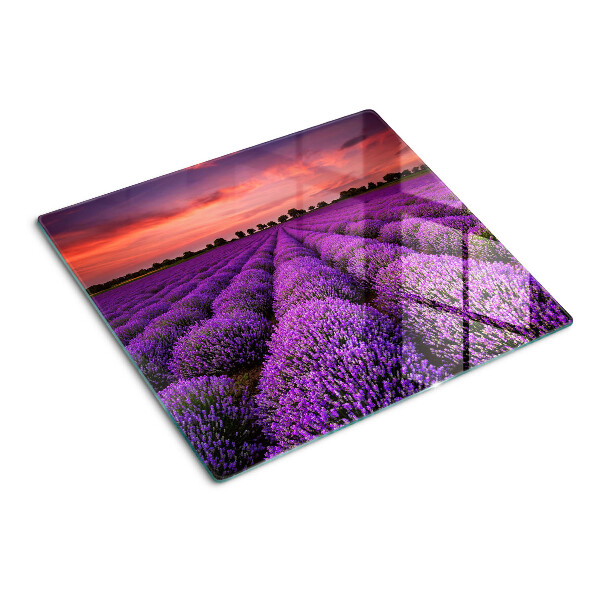 Glazen snijplanken Lavendelveld bij zonsondergang