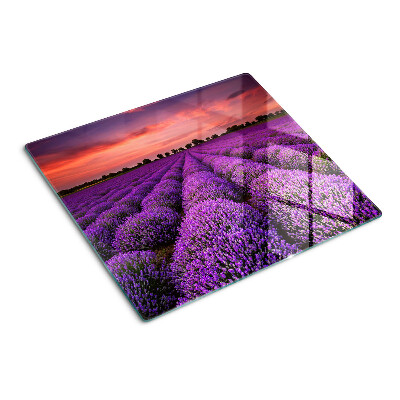 Glazen snijplanken Lavendelveld bij zonsondergang