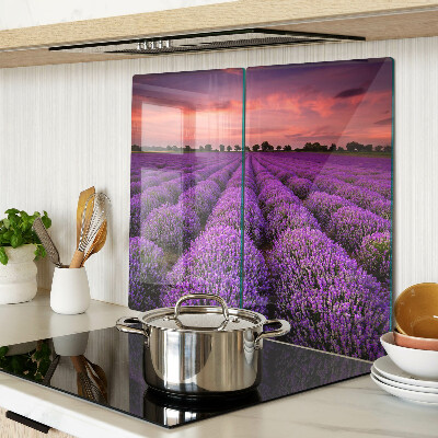 Glazen snijplanken Lavendelveld bij zonsondergang