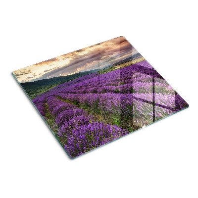Glazen snijplanken Lavendelveld bij zonsondergang