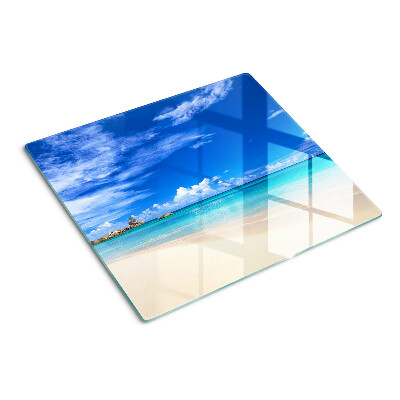 Glazen snijplanken Tropisch strand met blauwe lucht