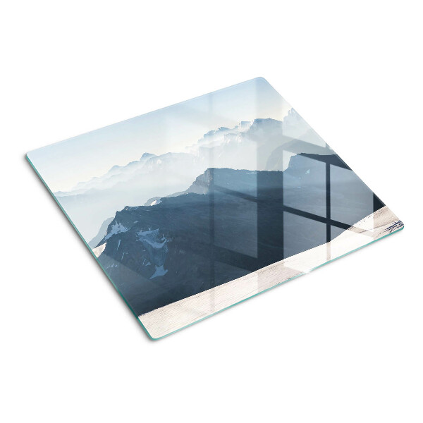 Snijplanken glas Berglandschap in de wolken