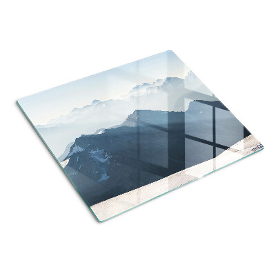 Snijplanken glas Berglandschap in de wolken