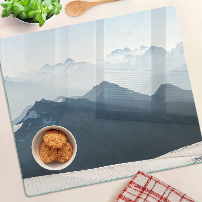 Snijplanken glas Berglandschap in de wolken