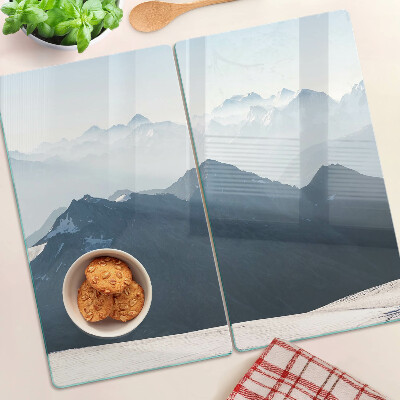 Snijplanken glas Berglandschap in de wolken