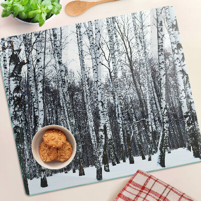 Snijplanken glas Winterbos met berken