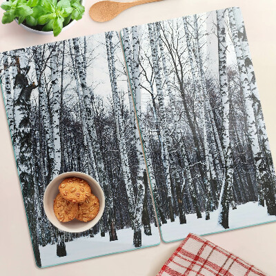 Snijplanken glas Winterbos met berken