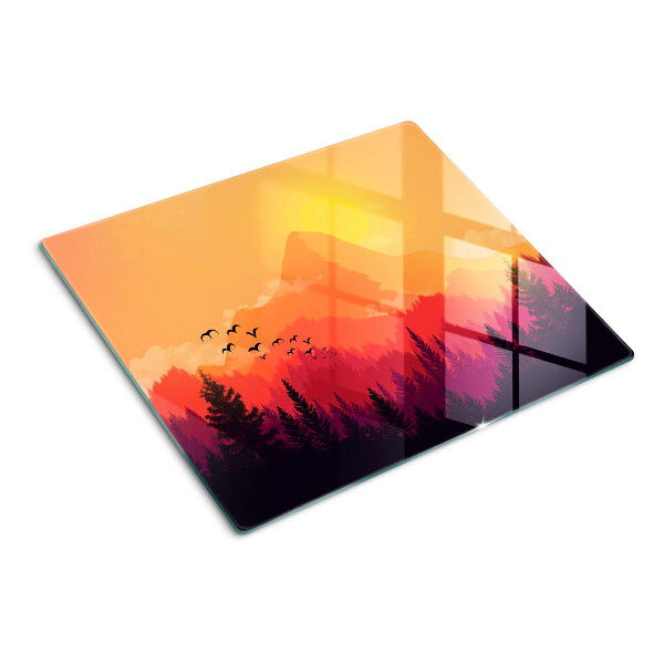 Snijplanken glas Berglandschap bij zonsondergang