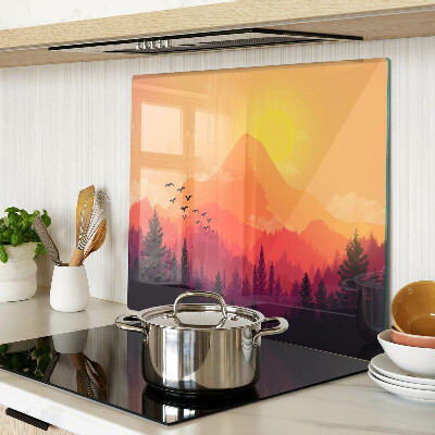 Snijplanken glas Berglandschap bij zonsondergang