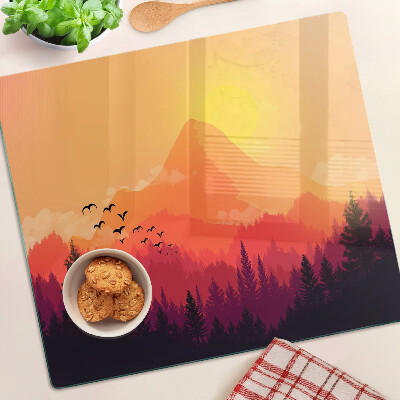 Snijplanken glas Berglandschap bij zonsondergang