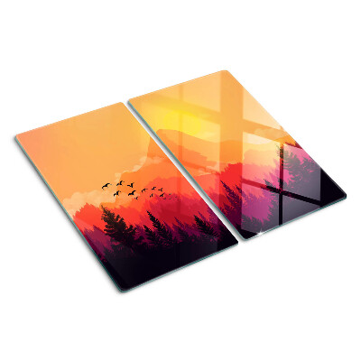 Snijplanken glas Berglandschap bij zonsondergang