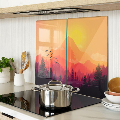 Snijplanken glas Berglandschap bij zonsondergang