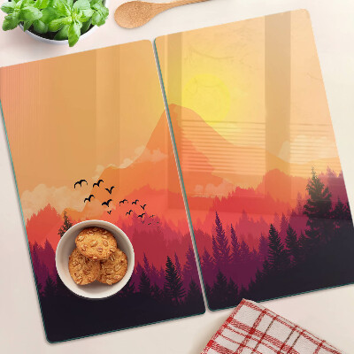 Snijplanken glas Berglandschap bij zonsondergang