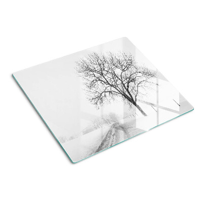 Snijplanken glas Leeg winterlandschap met een boom