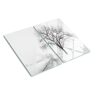 Snijplanken glas Leeg winterlandschap met een boom